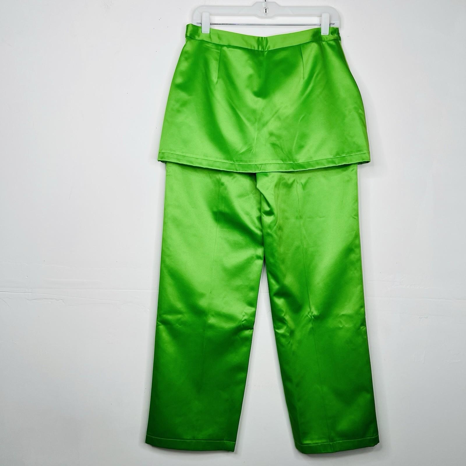 Collusion Wide Leg Pants Skirt Green Metallic Size 6R Satin Like Side Zip