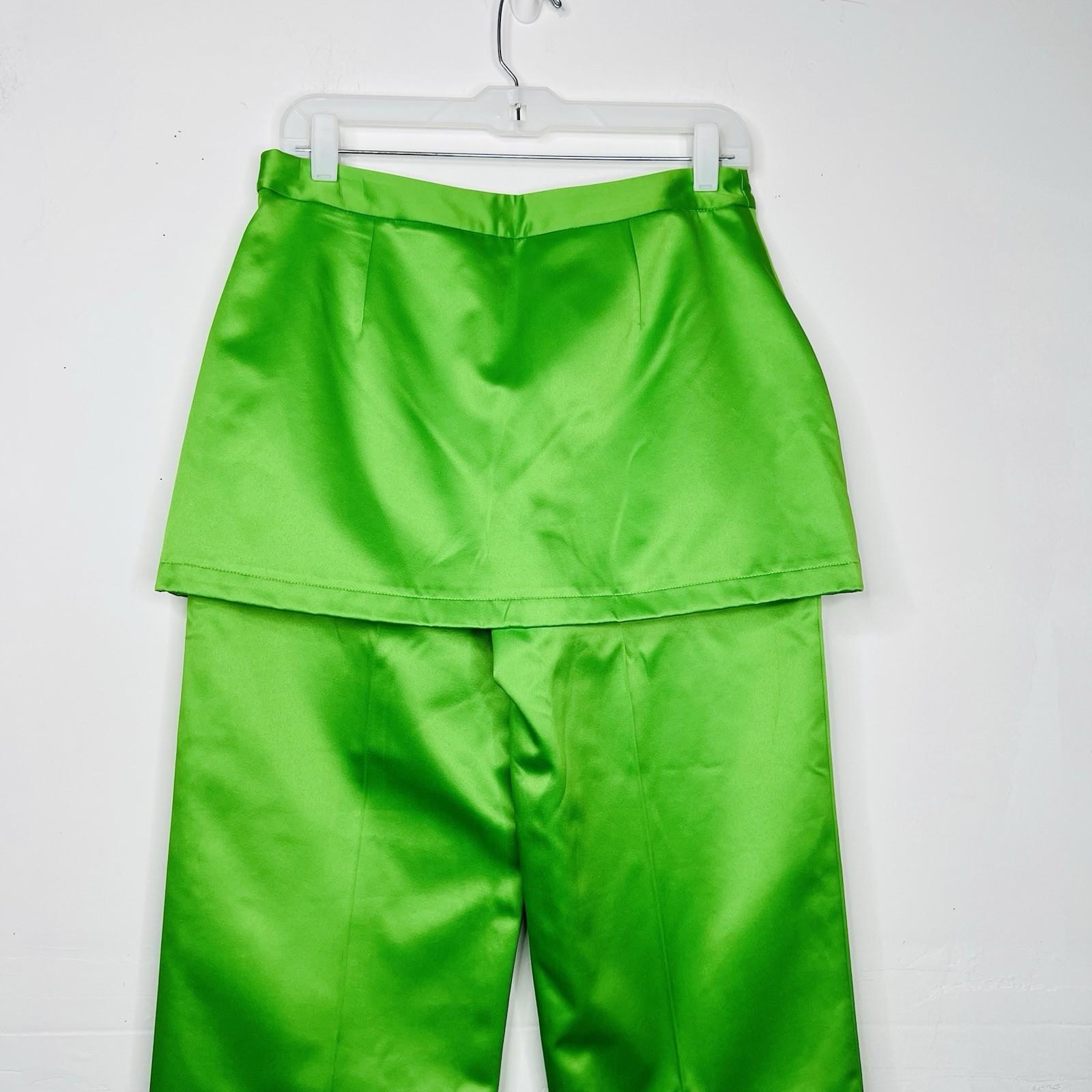 Collusion Wide Leg Pants Skirt Green Metallic Size 6R Satin Like Side Zip