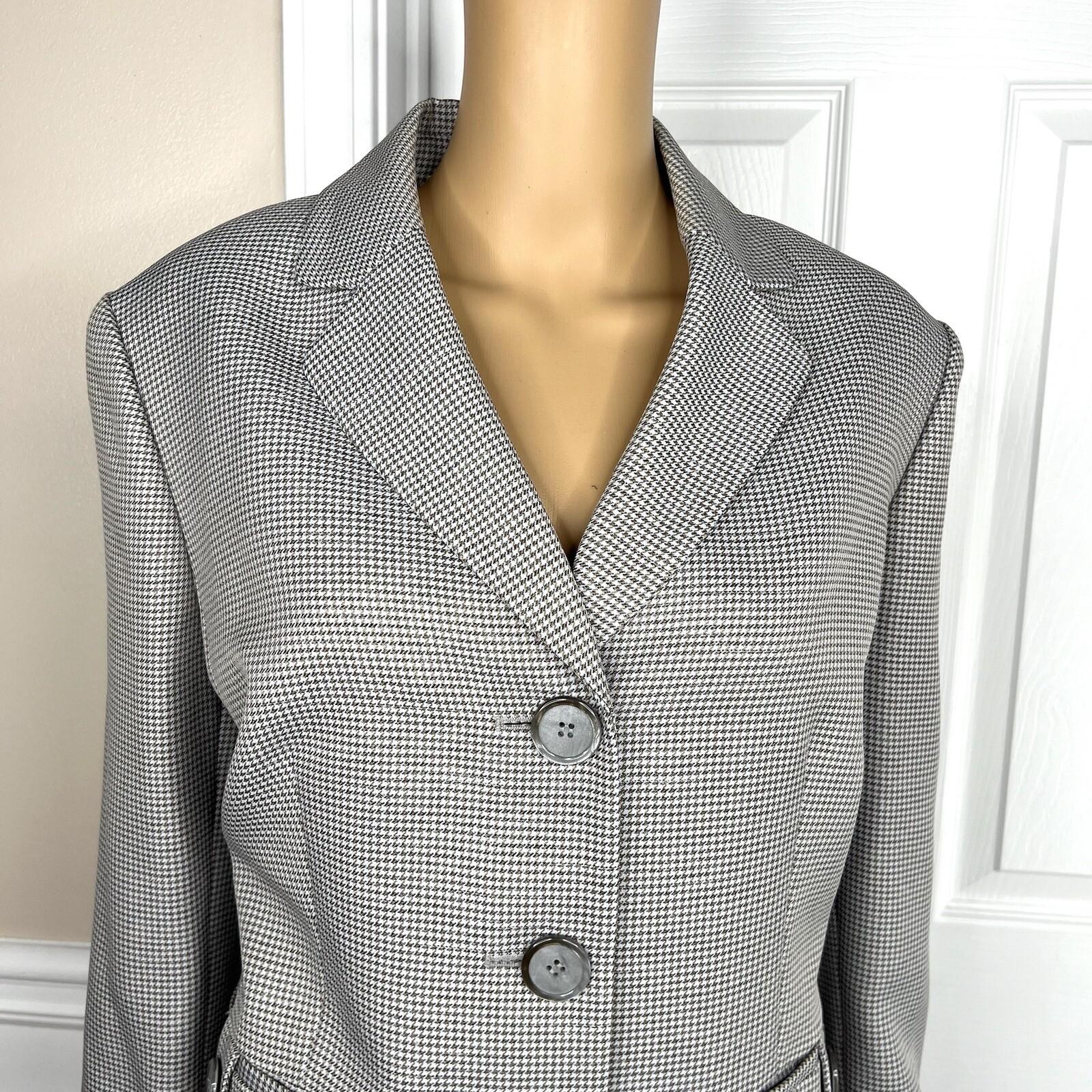 Le Suit Polyester Skirt Suit Size 16 Gray Multicolor Houndstooth 2 PC New Lined
