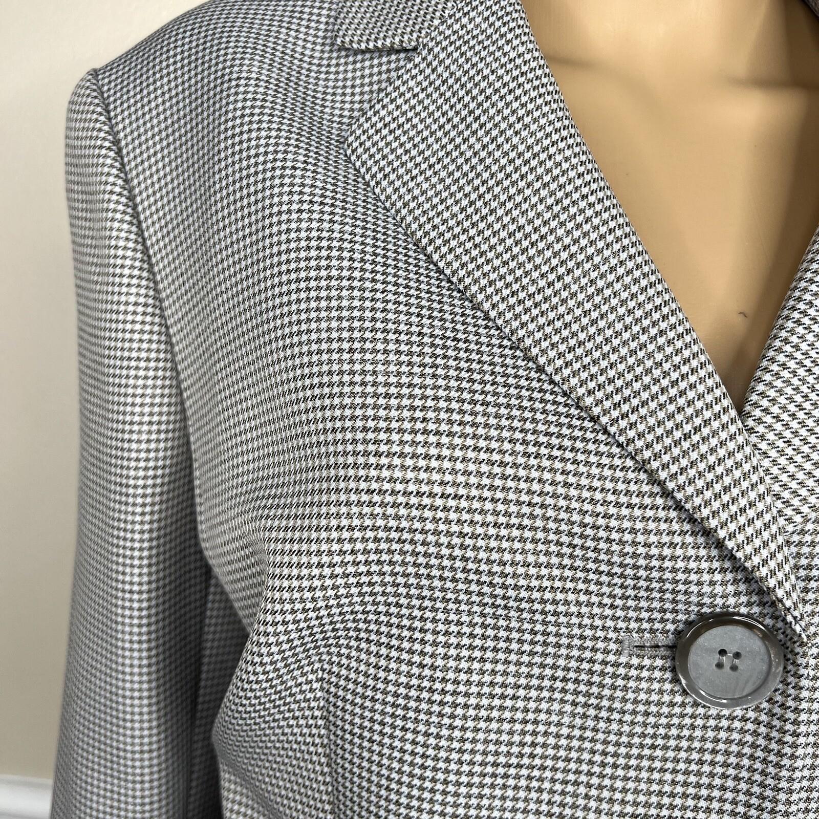 Le Suit Polyester Skirt Suit Size 16 Gray Multicolor Houndstooth 2 PC New Lined