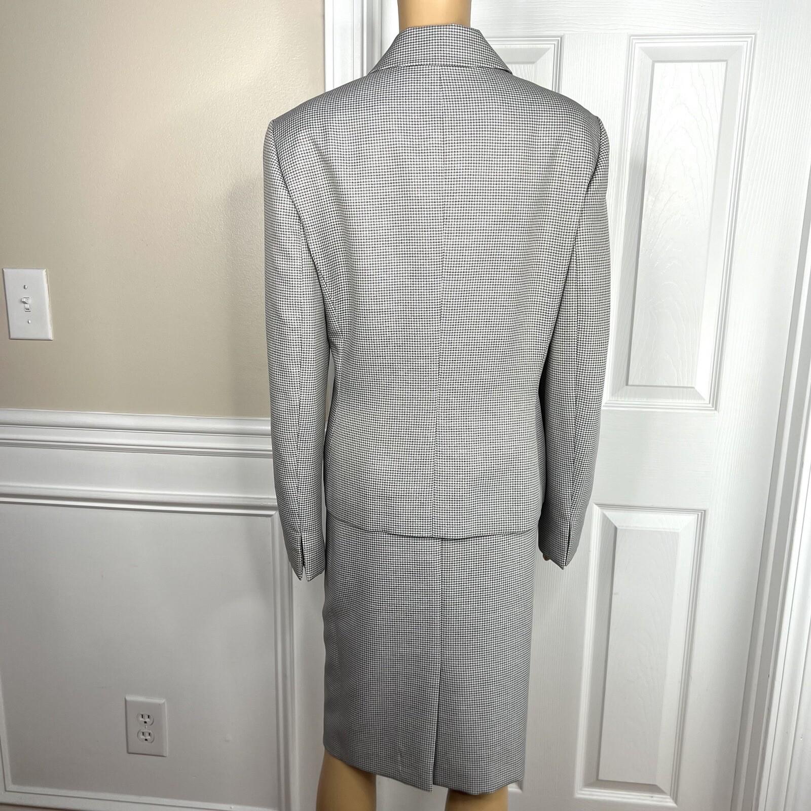 Le Suit Polyester Skirt Suit Size 16 Gray Multicolor Houndstooth 2 PC New Lined