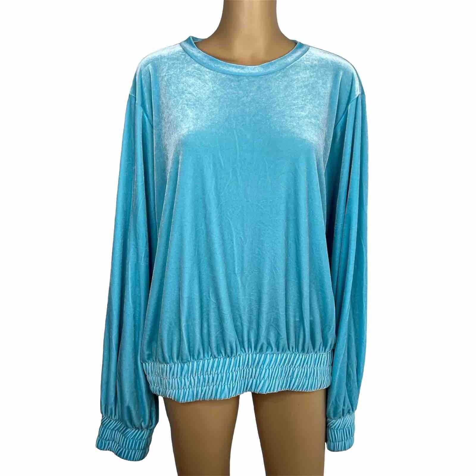 Laina Rauma Velvet Track Suit Size XXL Blue Leisure Lounging Sweater Stretch