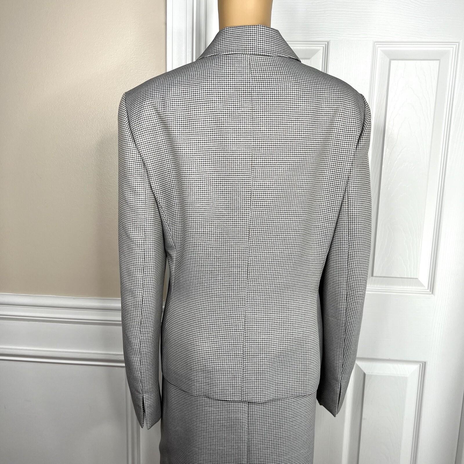 Le Suit Polyester Skirt Suit Size 16 Gray Multicolor Houndstooth 2 PC New Lined