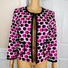 Nine West Cotton Elastane Blazer Size 10 Multicolor Lined Open Front 3/4 Sleeve