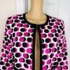 Nine West Cotton Elastane Blazer Size 10 Multicolor Lined Open Front 3/4 Sleeve