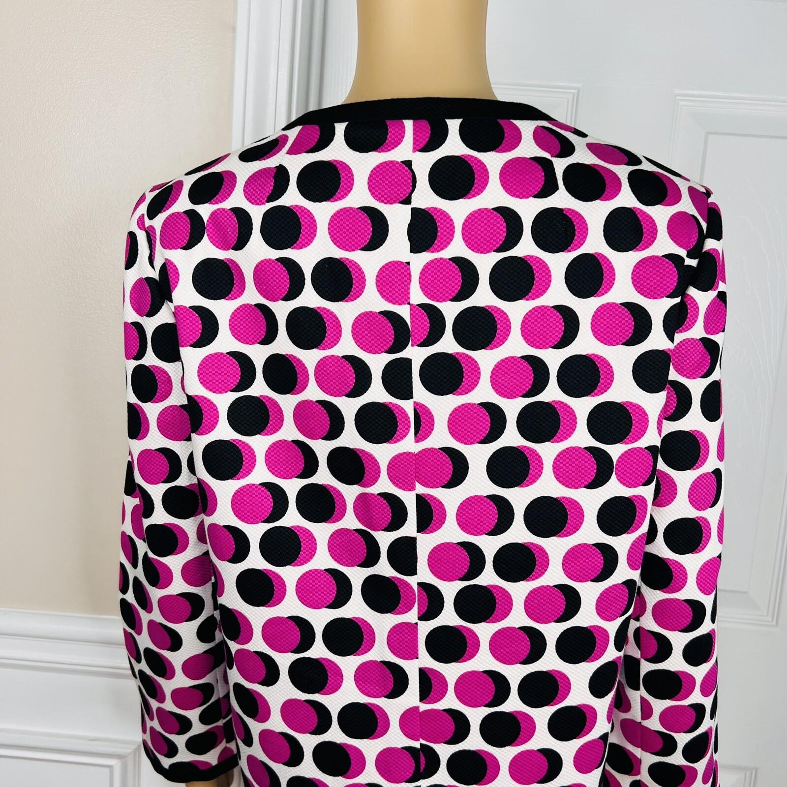 Nine West Cotton Elastane Blazer Size 10 Multicolor Lined Open Front 3/4 Sleeve