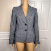 JONES WEAR 2PC Blue Striped Polyester Lined Notch Collar Career Pant Suit Size 8