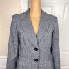 JONES WEAR 2PC Blue Striped Polyester Lined Notch Collar Career Pant Suit Size 8
