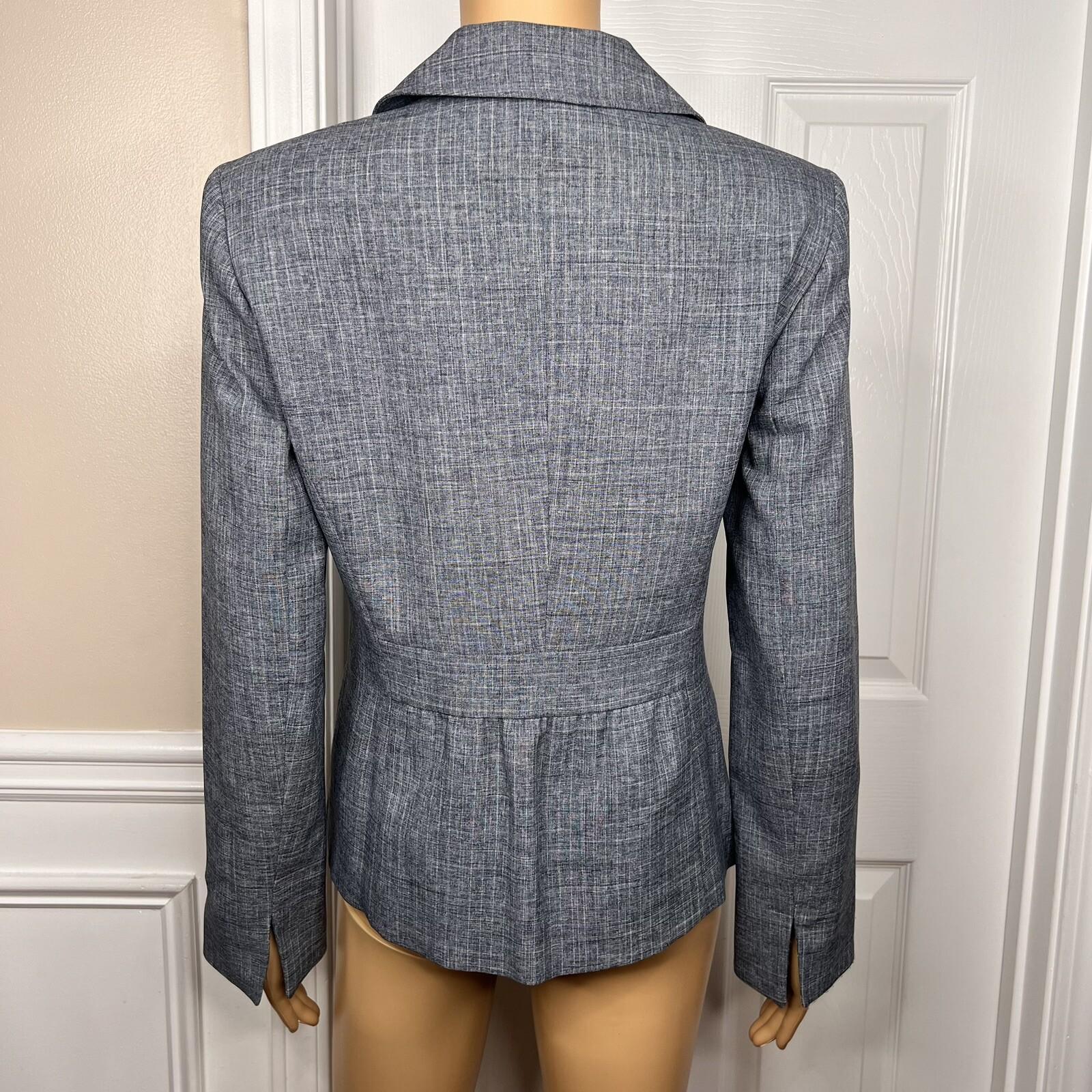 JONES WEAR 2PC Blue Striped Polyester Lined Notch Collar Career Pant Suit Size 8