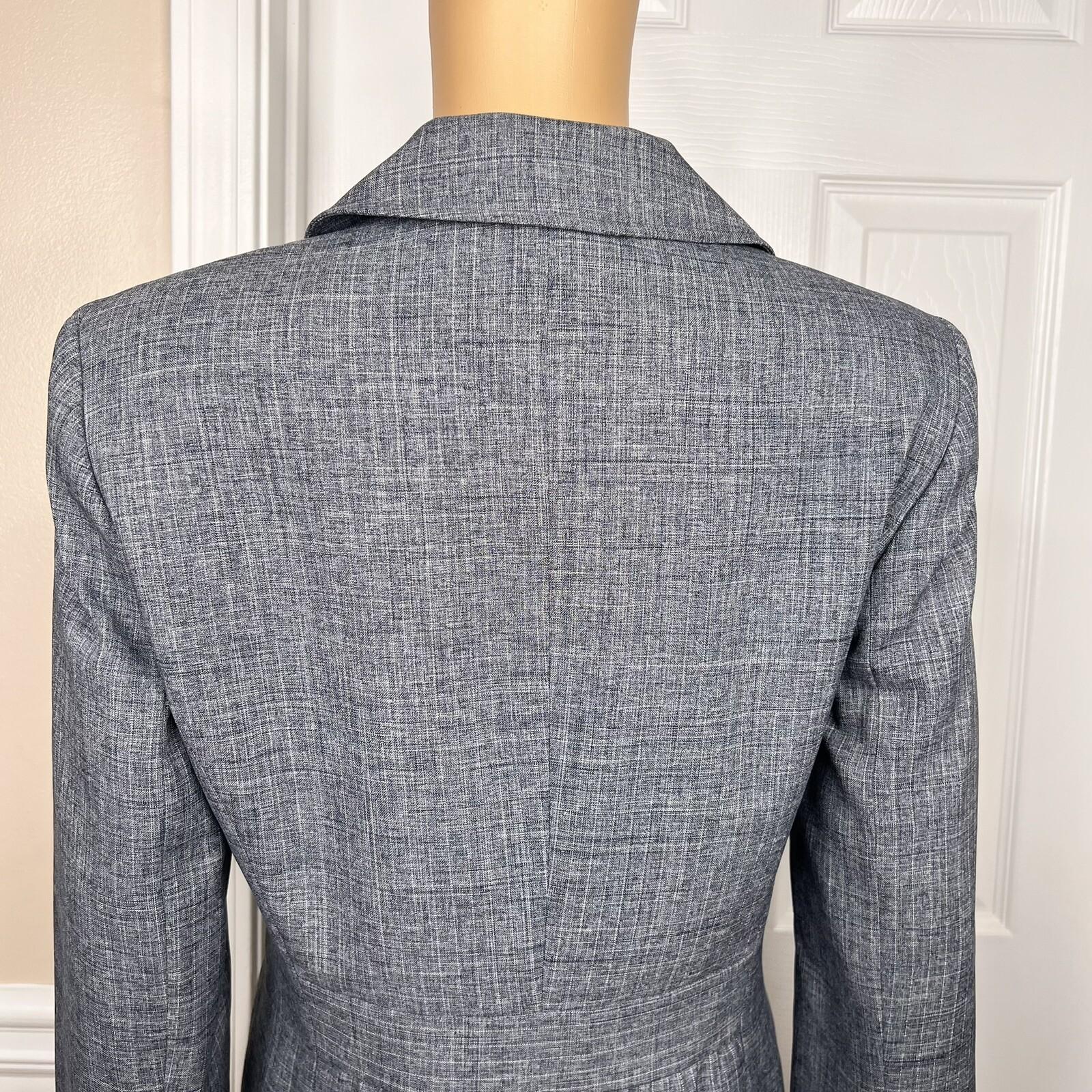 JONES WEAR 2PC Blue Striped Polyester Lined Notch Collar Career Pant Suit Size 8