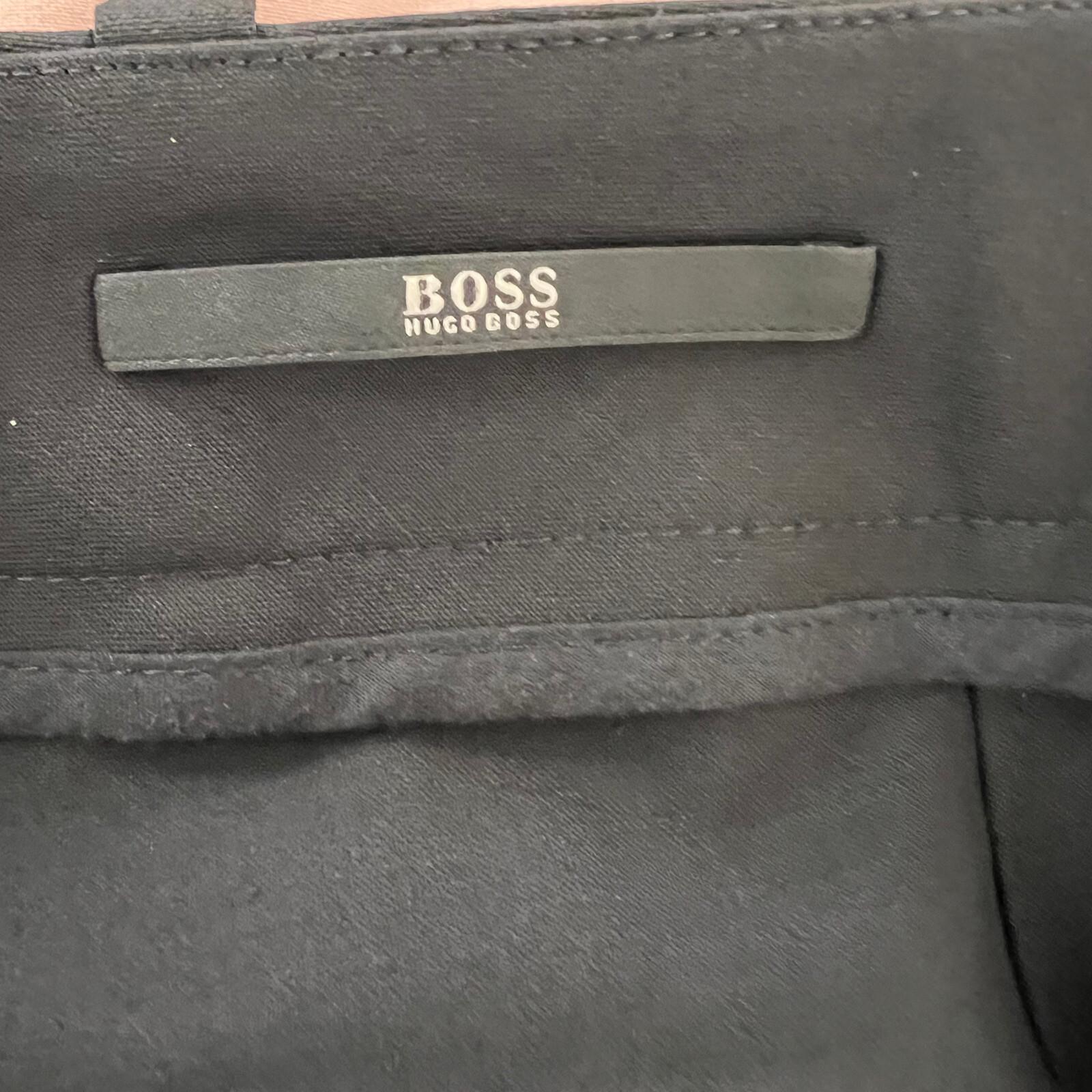 HUGO BOSS Tulia 4 Black Wool Straight Leg Career Dress Pants Trousers Size 12