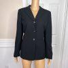 LE SUIT Women 2PC Black Striped Polyester Rayon Lined Career Pant Suit Size 8