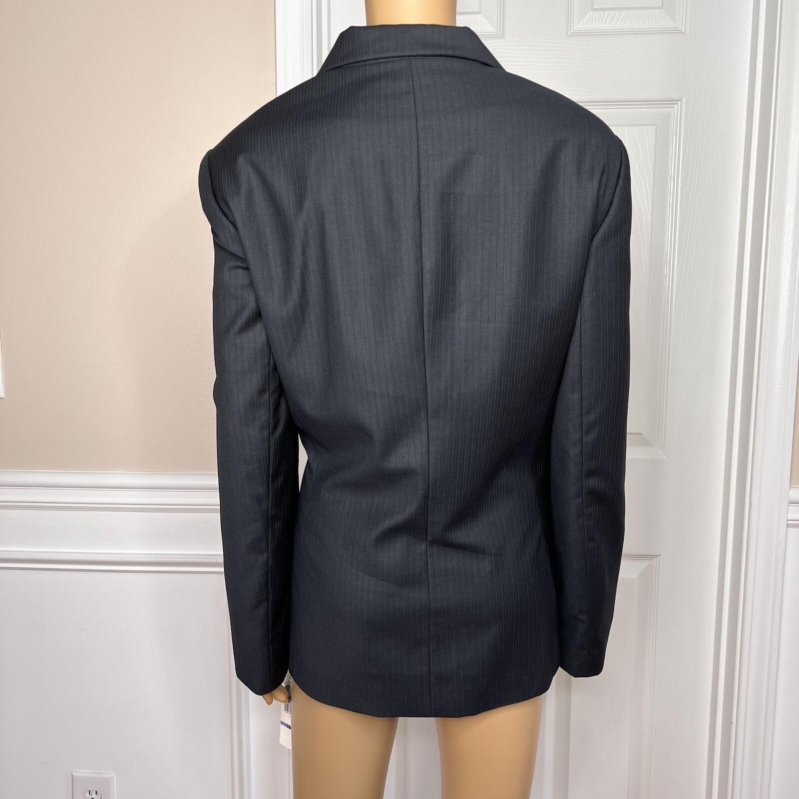 New JONES WEAR 2PC Navy Striped Polyester Rayon Lined Career Pant Suit Size 18