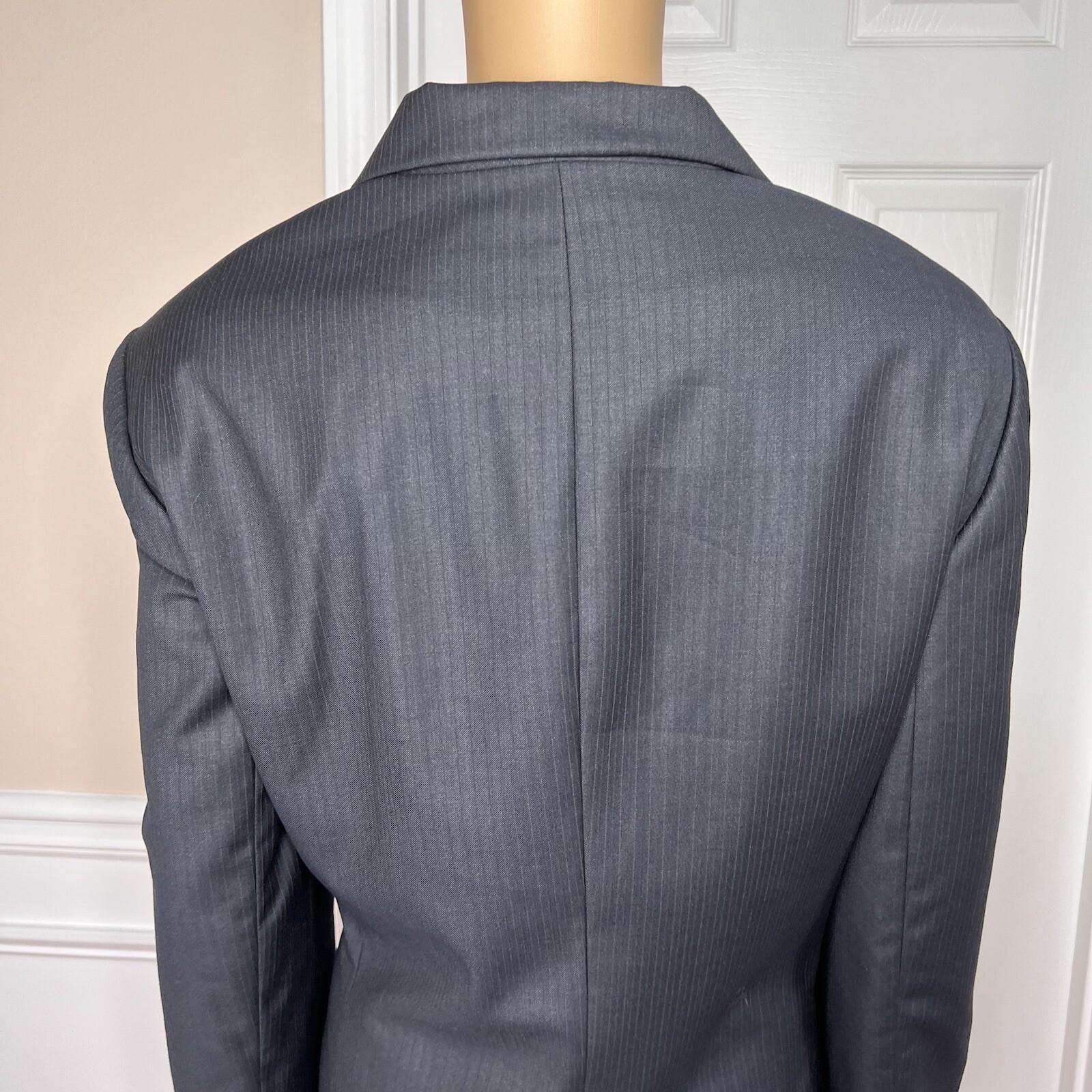 New JONES WEAR 2PC Navy Striped Polyester Rayon Lined Career Pant Suit Size 18