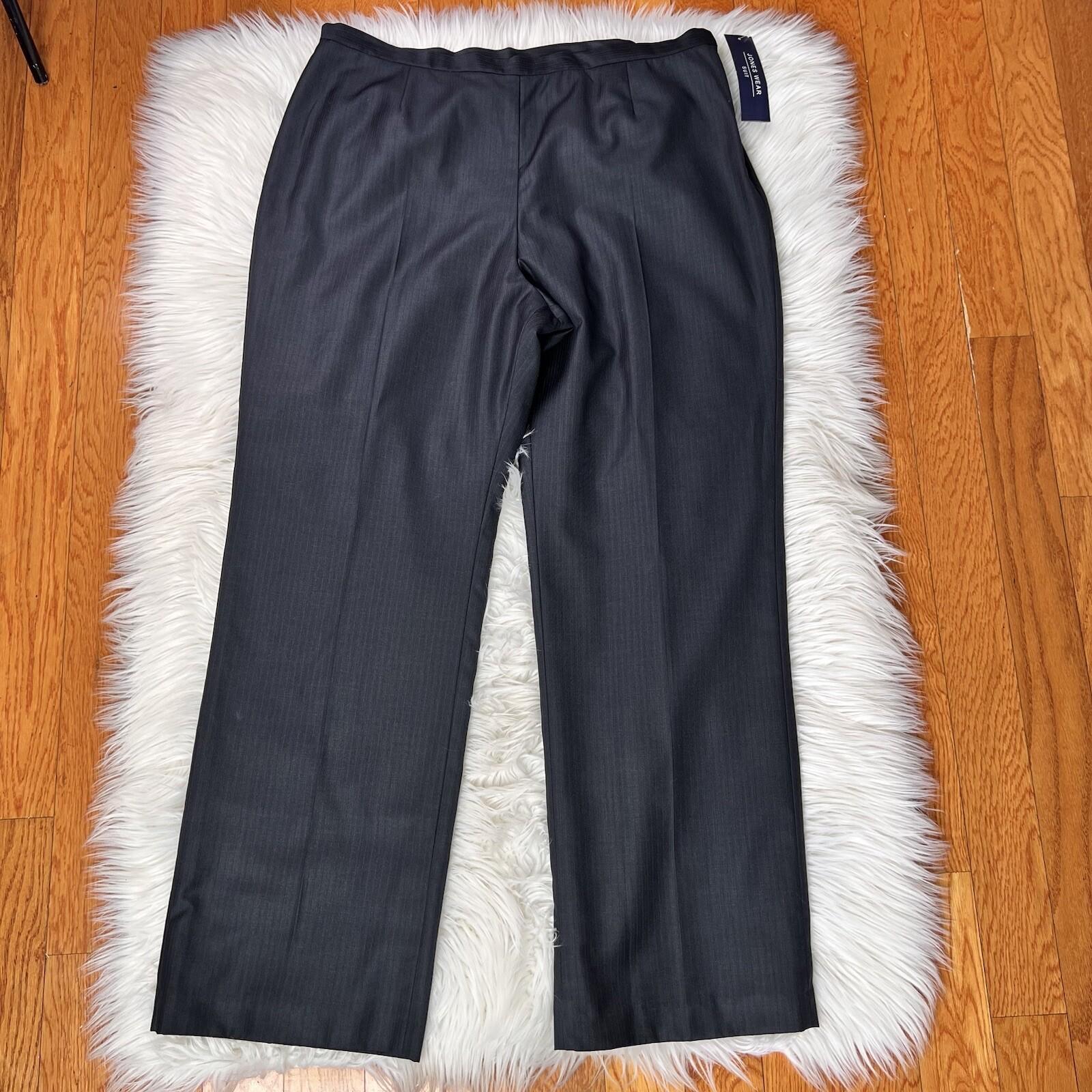 New JONES WEAR 2PC Navy Striped Polyester Rayon Lined Career Pant Suit Size 18
