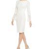 10-8801.jpg New CALVIN KLEIN White Polyester Rayon Spandex Lined Bell Sleeve Dress 6P