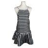 New MUSTARD SEED Women Black White Striped Backless Ruffle Top Size M
