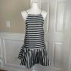 New MUSTARD SEED Women Black White Striped Backless Ruffle Top Size M
