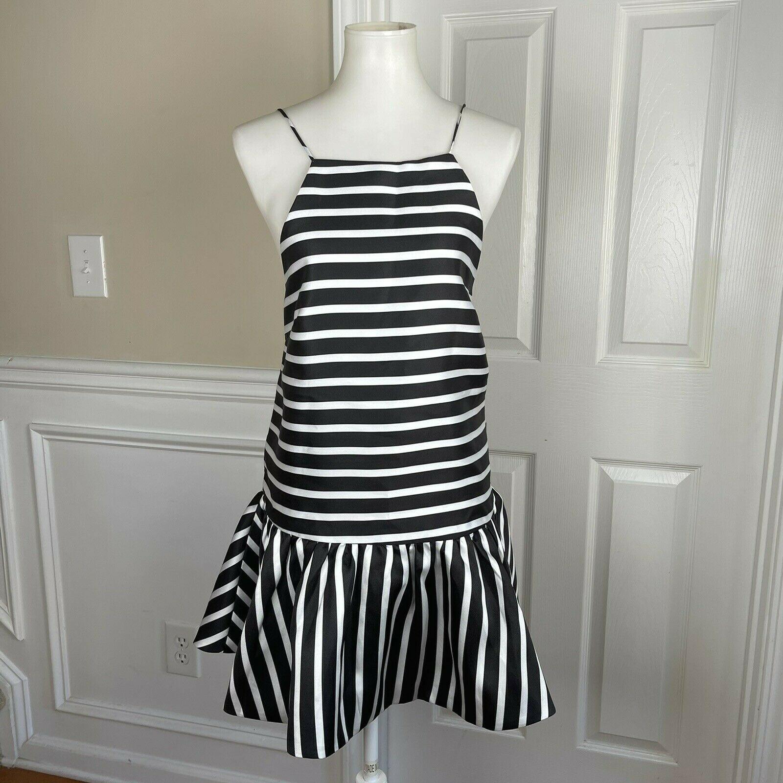 New MUSTARD SEED Women Black White Striped Backless Ruffle Top Size M