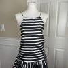 New MUSTARD SEED Women Black White Striped Backless Ruffle Top Size M