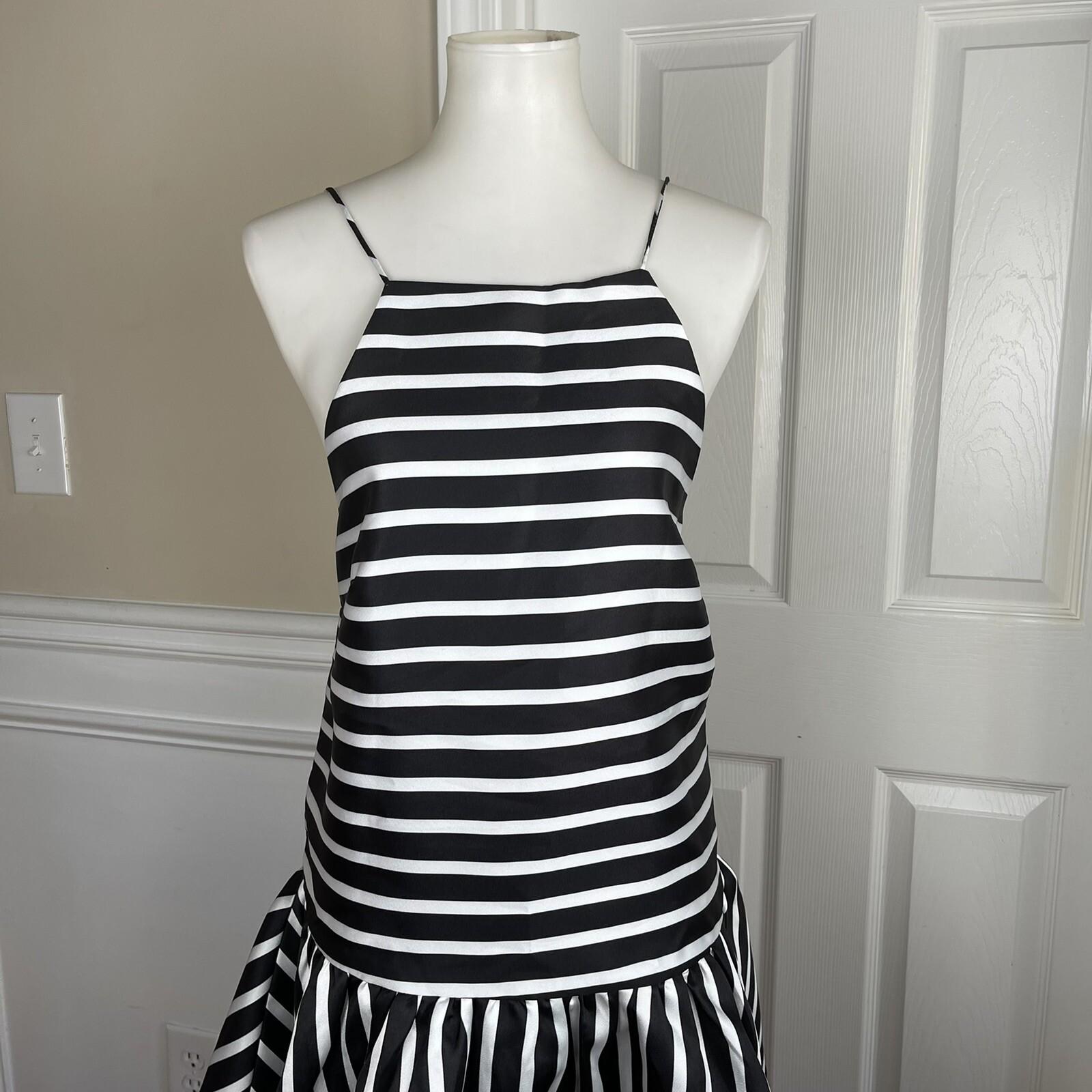 New MUSTARD SEED Women Black White Striped Backless Ruffle Top Size M