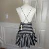 New MUSTARD SEED Women Black White Striped Backless Ruffle Top Size M