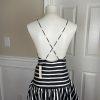 New MUSTARD SEED Women Black White Striped Backless Ruffle Top Size M