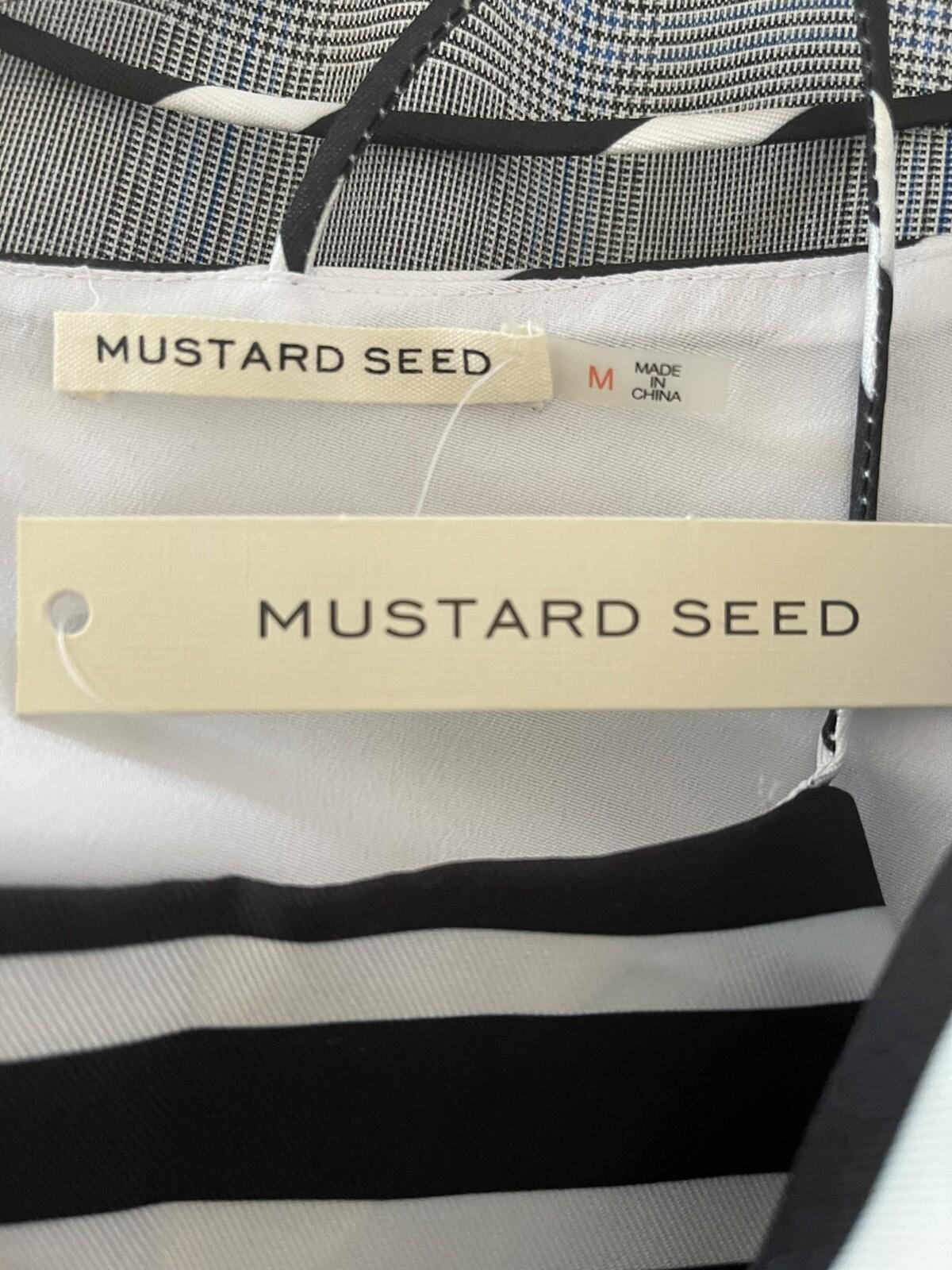 New MUSTARD SEED Women Black White Striped Backless Ruffle Top Size M