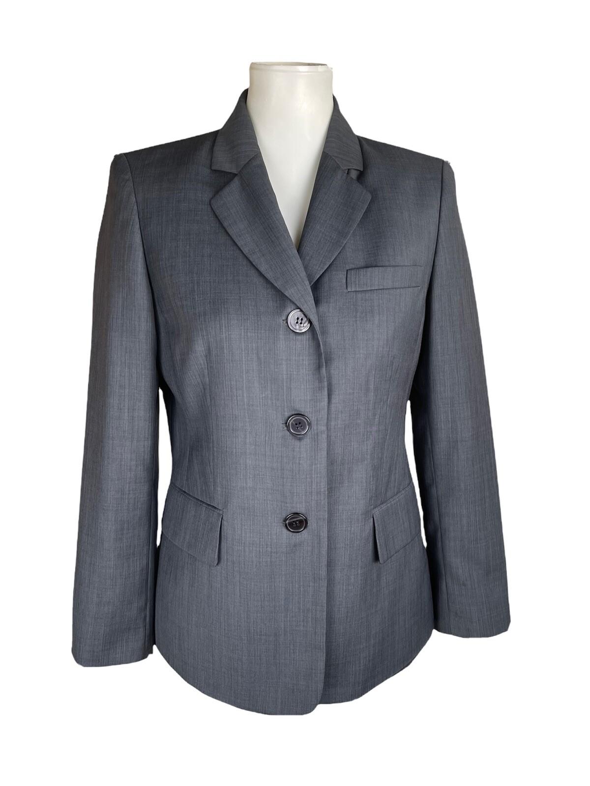 KASPER Women Collared Gray Polyester Single Breasted Blazer Size 6P