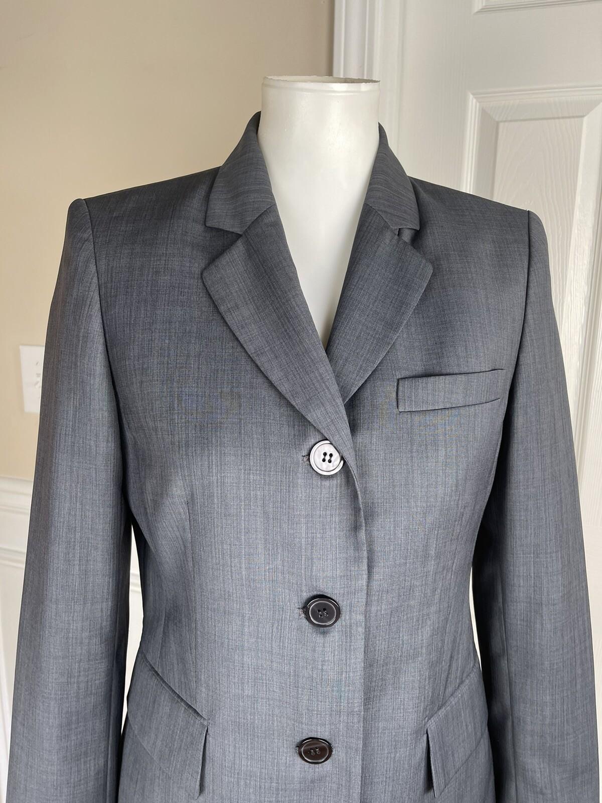 KASPER Women Collared Gray Polyester Single Breasted Blazer Size 6P