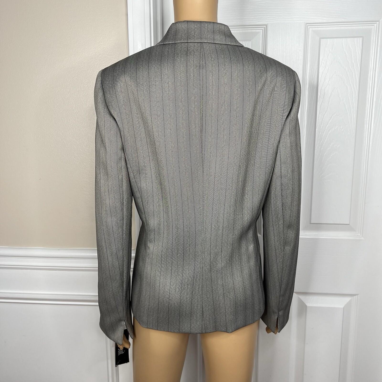 Le Suit Polyester Pant Suit Size 10 Sand Striped Peak Collar Business 2PC New