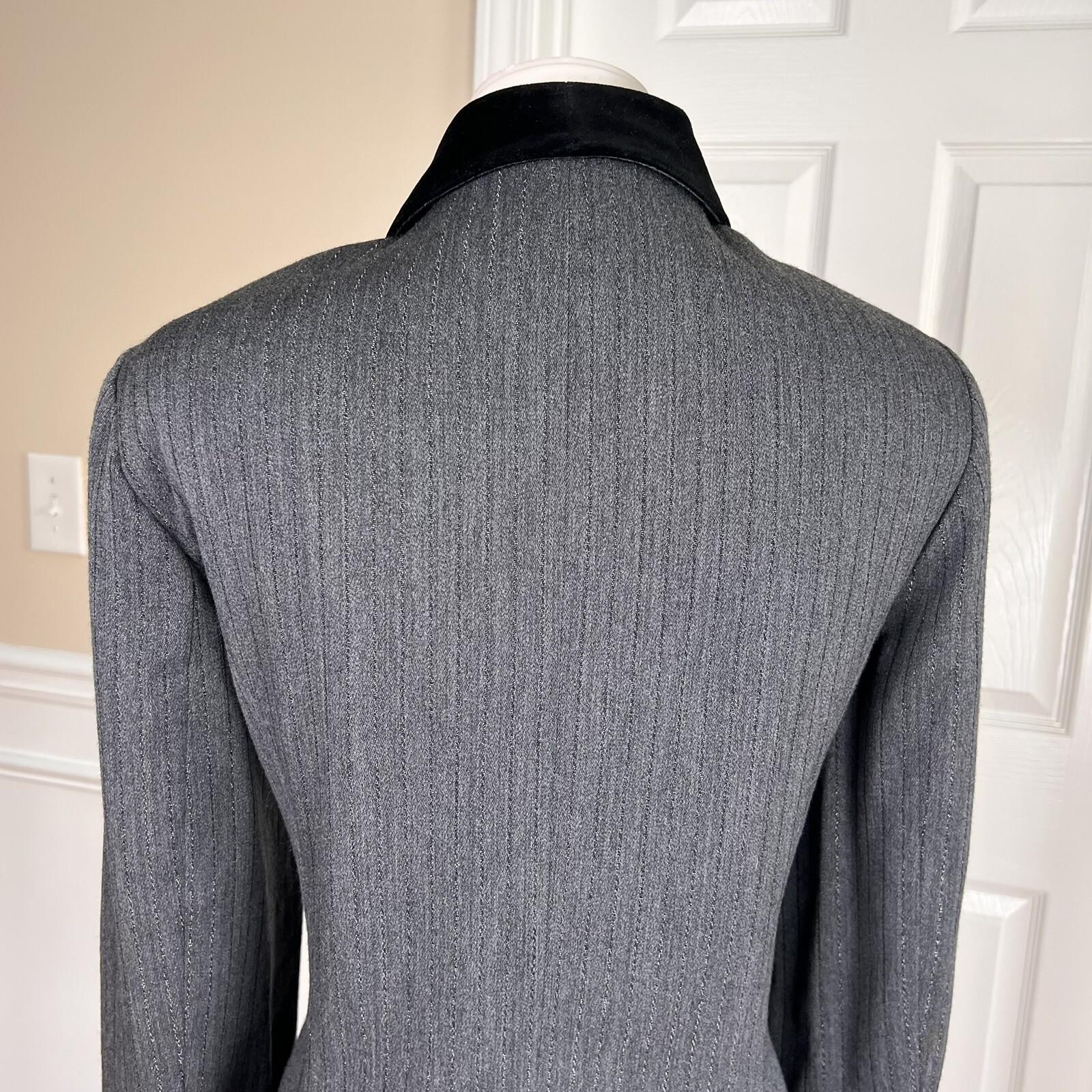 ALBERT NIPON 2PC Gray Black Metallic Wool Polyester Blend Lined Blazer Size 12