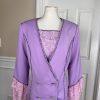 DONNA VINCI Lavender Beaded Double Breasted Polyester Ruffle Skirt Suit SZ 10
