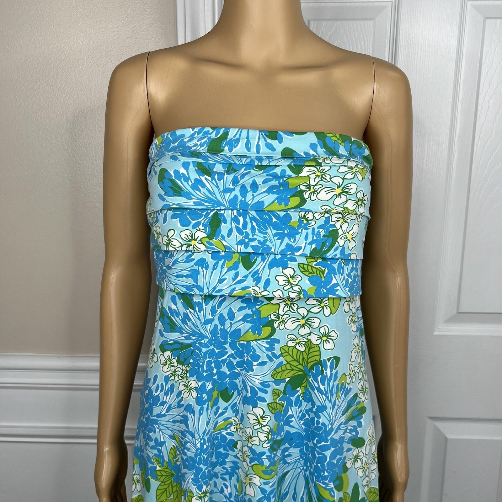 Lilly Putlizer Cotton Spandex Dress Size M Multicolor Strapless Tiered Maxi