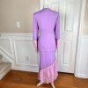 DONNA VINCI Lavender Beaded Double Breasted Polyester Ruffle Skirt Suit SZ 10