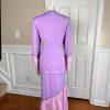 DONNA VINCI Lavender Beaded Double Breasted Polyester Ruffle Skirt Suit SZ 10