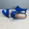 Calvin Klein leather python slide sandals 9M Blue 2 band heels shoes stiletto