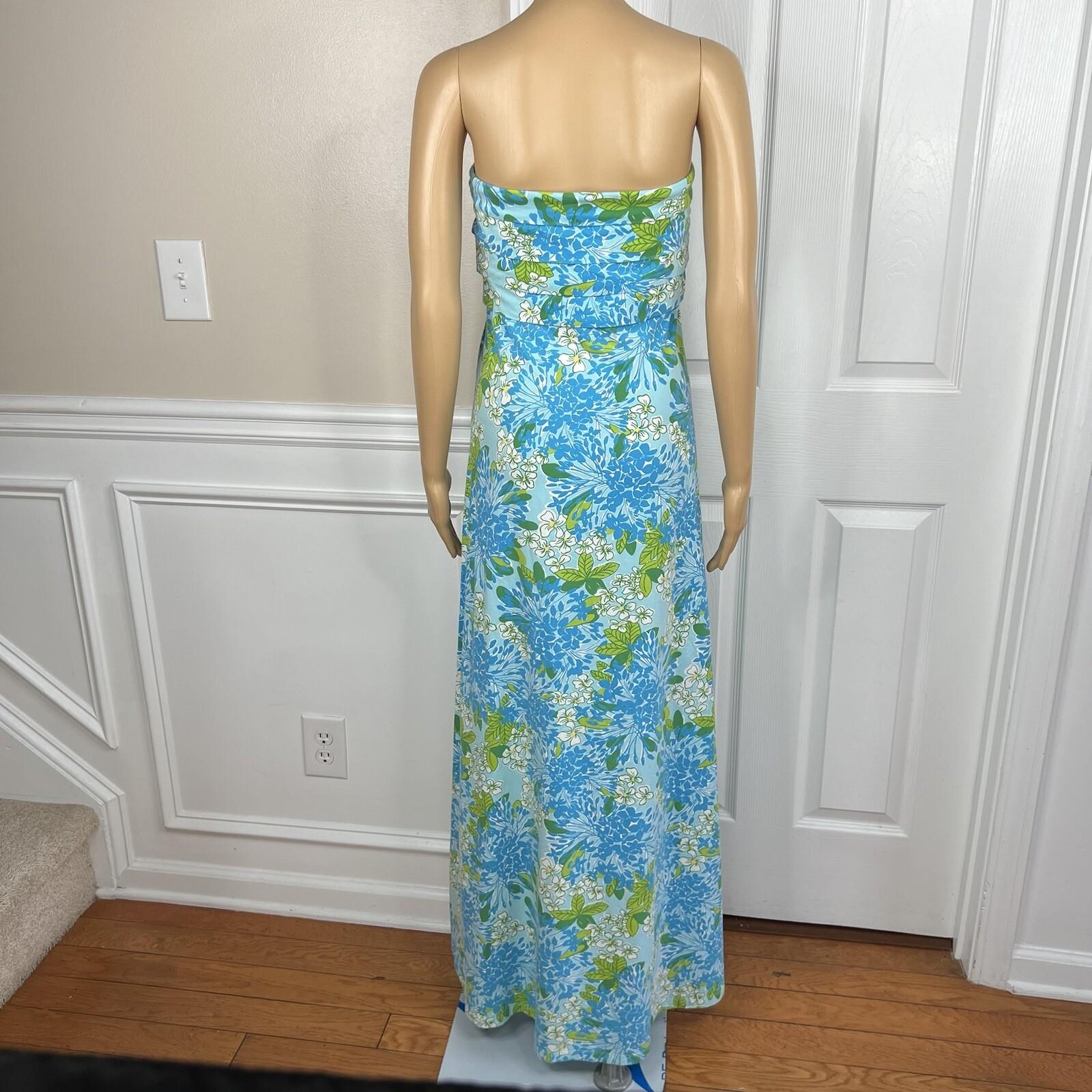 Lilly Putlizer Cotton Spandex Dress Size M Multicolor Strapless Tiered Maxi