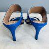 Calvin Klein leather python slide sandals 9M Blue 2 band heels shoes stiletto