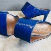 Calvin Klein leather python slide sandals 9M Blue 2 band heels shoes stiletto