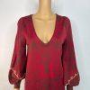 Free People Knit Sweater Dress XS Red Music Lyrics Print V-Neck Long Sleeves