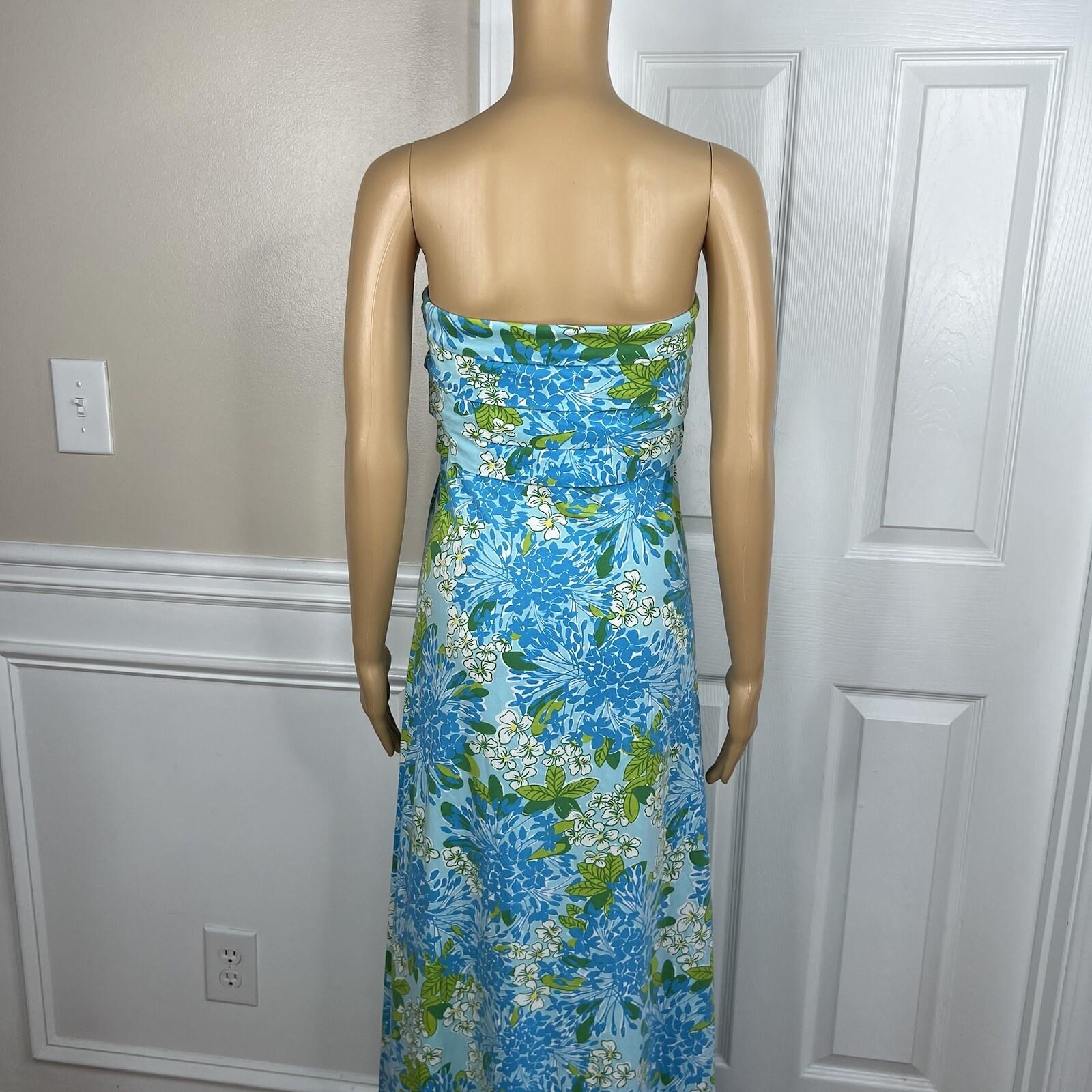 Lilly Putlizer Cotton Spandex Dress Size M Multicolor Strapless Tiered Maxi