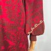 Free People Knit Sweater Dress XS Red Music Lyrics Print V-Neck Long Sleeves