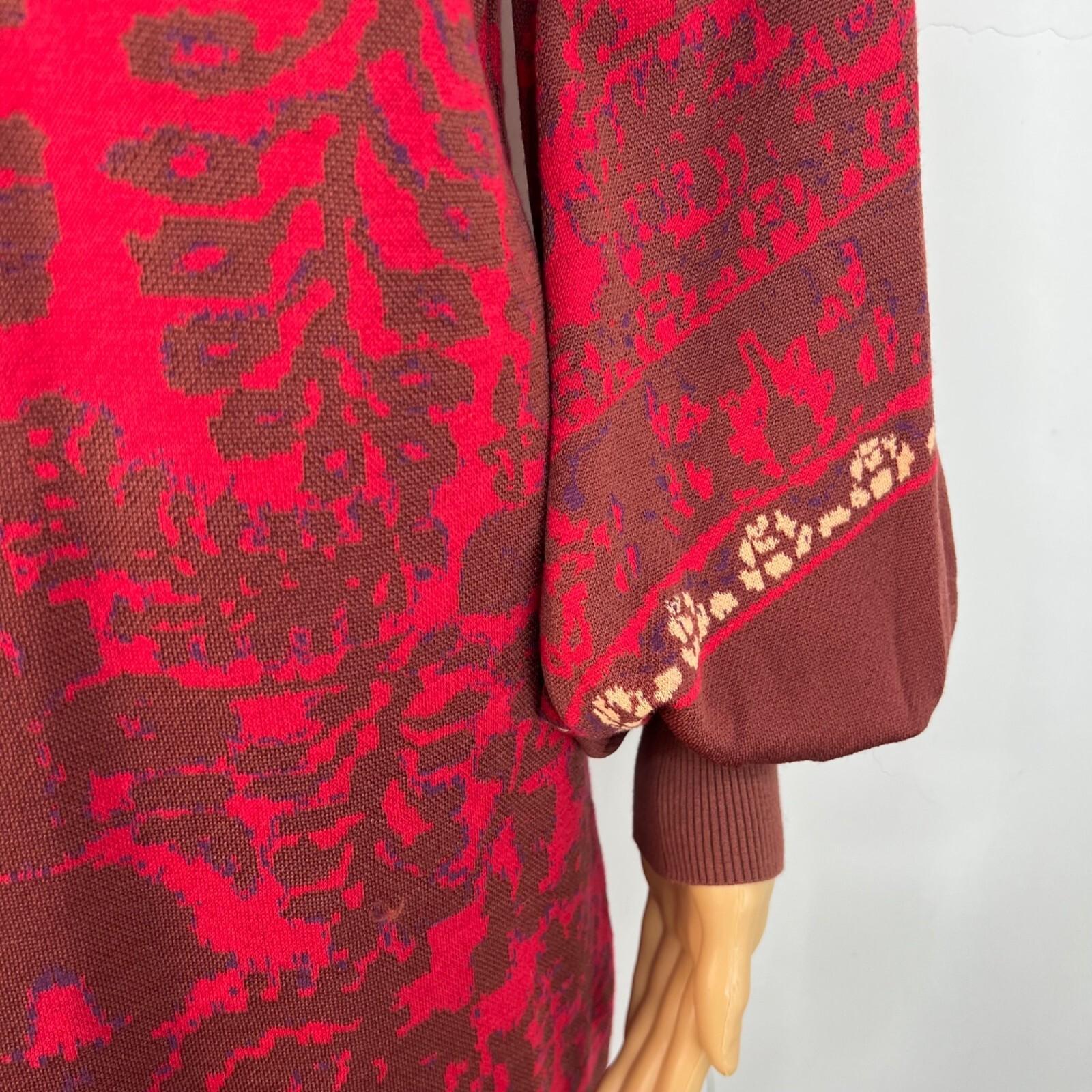 Free People Knit Sweater Dress XS Red Music Lyrics Print V-Neck Long Sleeves