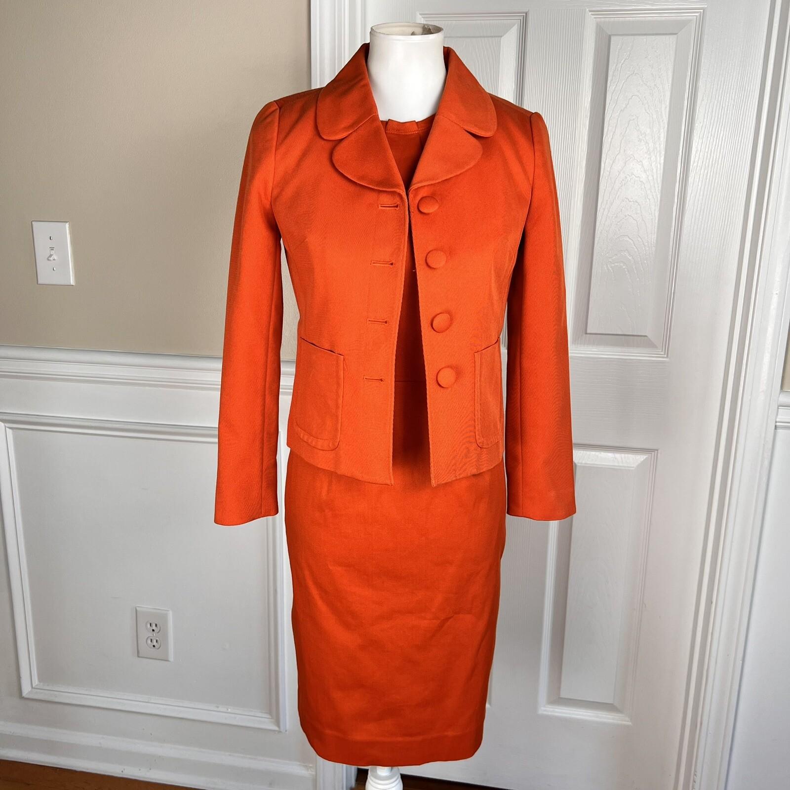 BANANA REPUBLIC 2PC Orange Cotton Polyester Stretch Dress (SZ 4) SUIT (SZ PXS)