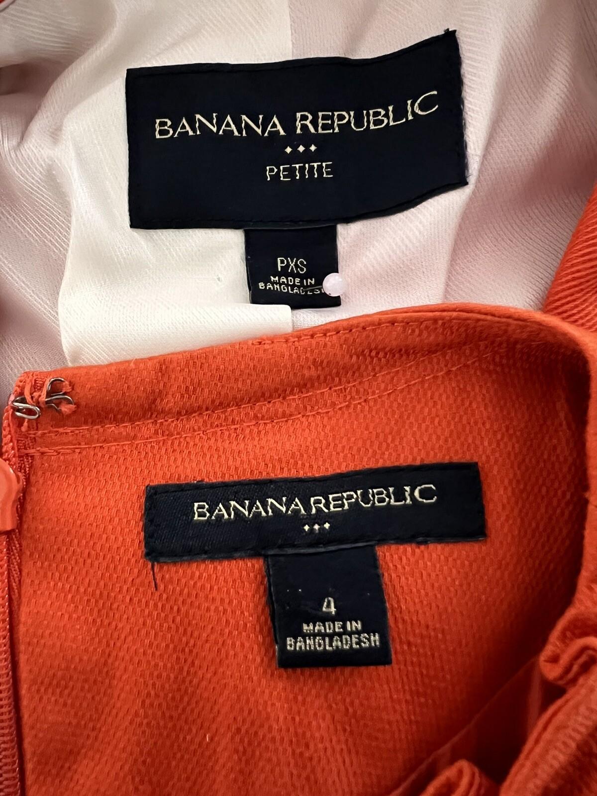 BANANA REPUBLIC 2PC Orange Cotton Polyester Stretch Dress (SZ 4) SUIT (SZ PXS)
