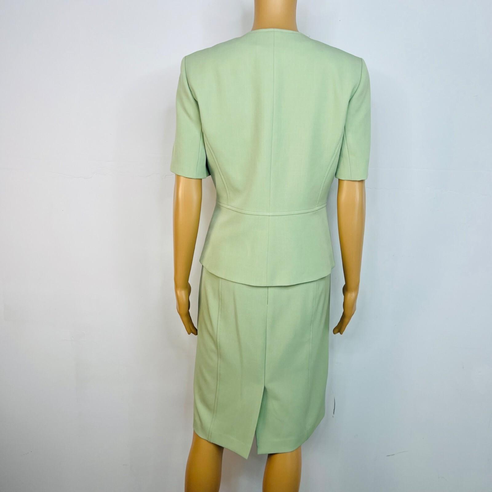 Kasper 2PC Midi Dress Suit Size 6 Lemon Green Professional Look Sleek Elegant