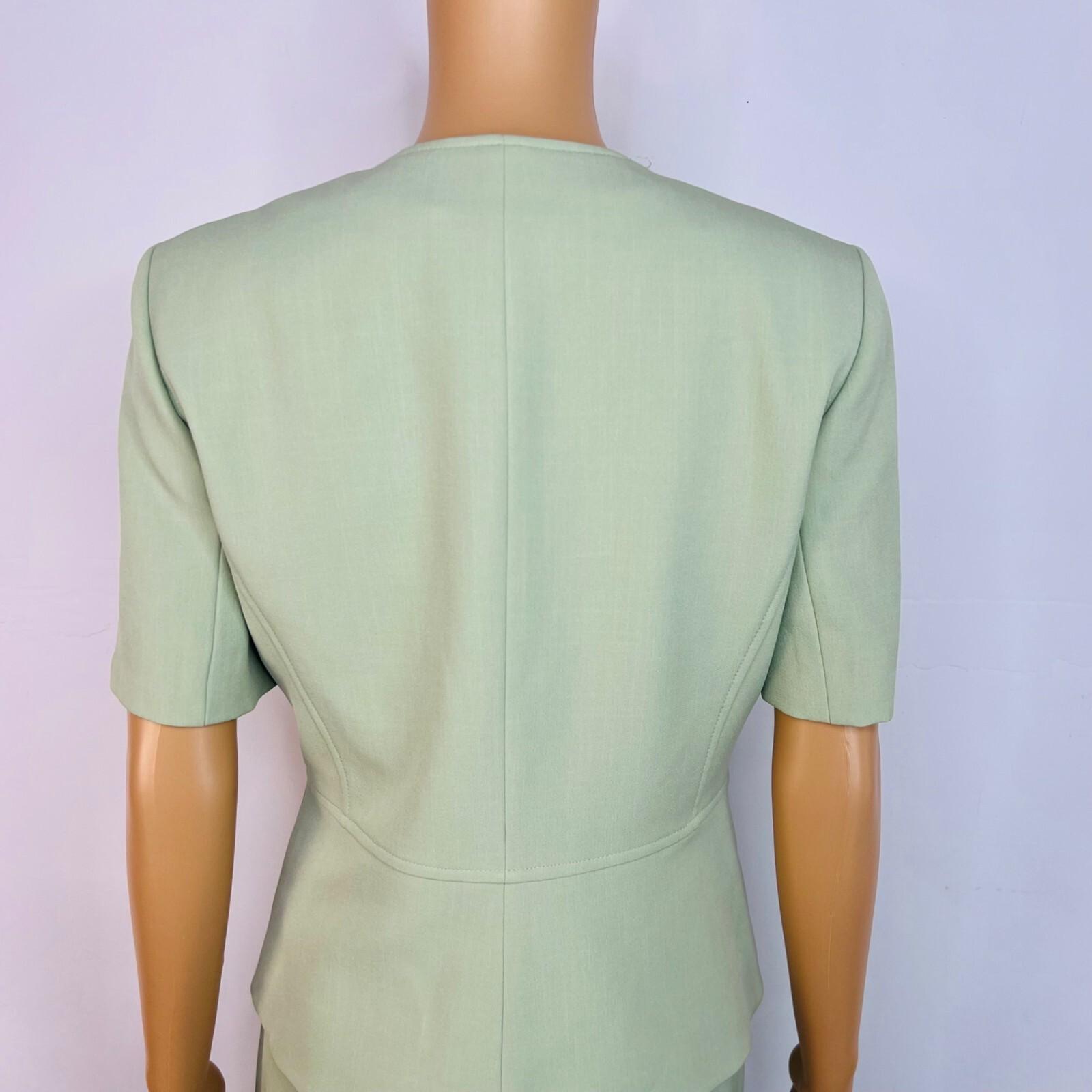 Kasper 2PC Midi Dress Suit Size 6 Lemon Green Professional Look Sleek Elegant