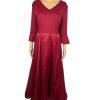 10-96.jpg Terramina NY Polyester Dress 12 Maroon Fit Flare Formal Party Maxi Bell Sleeves