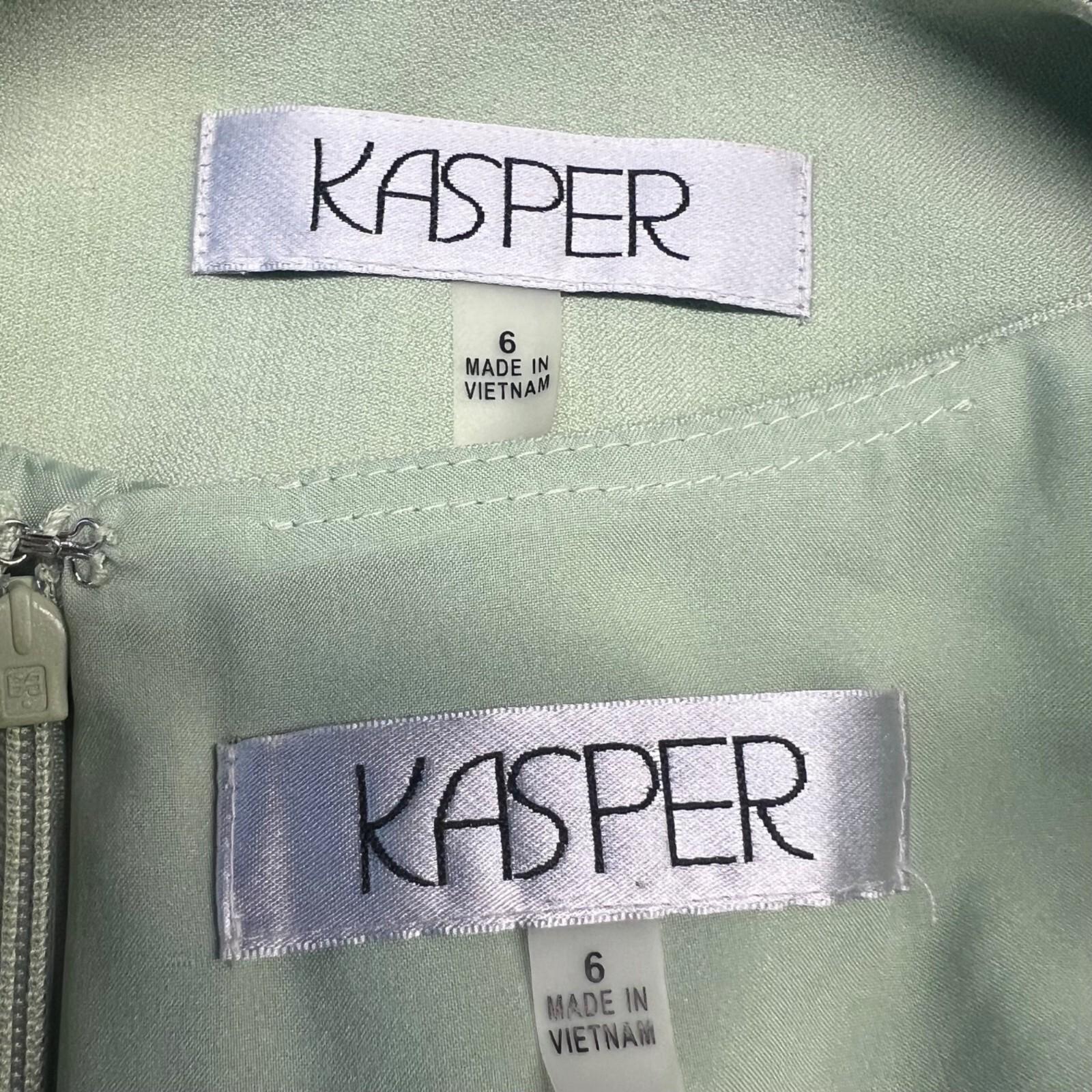 Kasper 2PC Midi Dress Suit Size 6 Lemon Green Professional Look Sleek Elegant